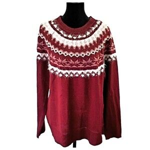 Eddie Bauer Sweater Size M Burgundy Maroon Pullover Crewneck Preppy Academia